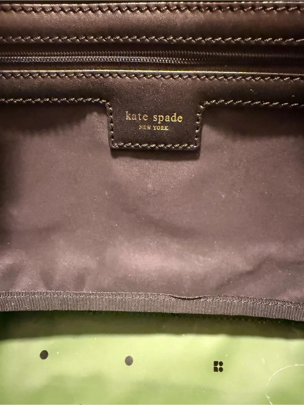kate spade Black Shoulder Tote with Green Tag